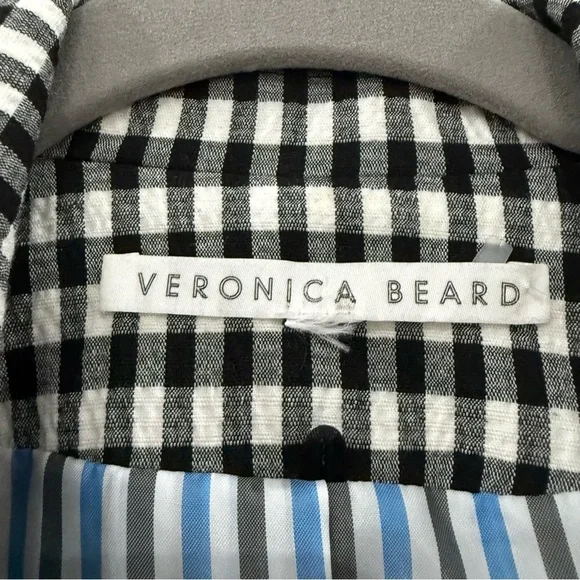 Veronica Beard Blazer Caldwell Double Breasted in Gingham Black White